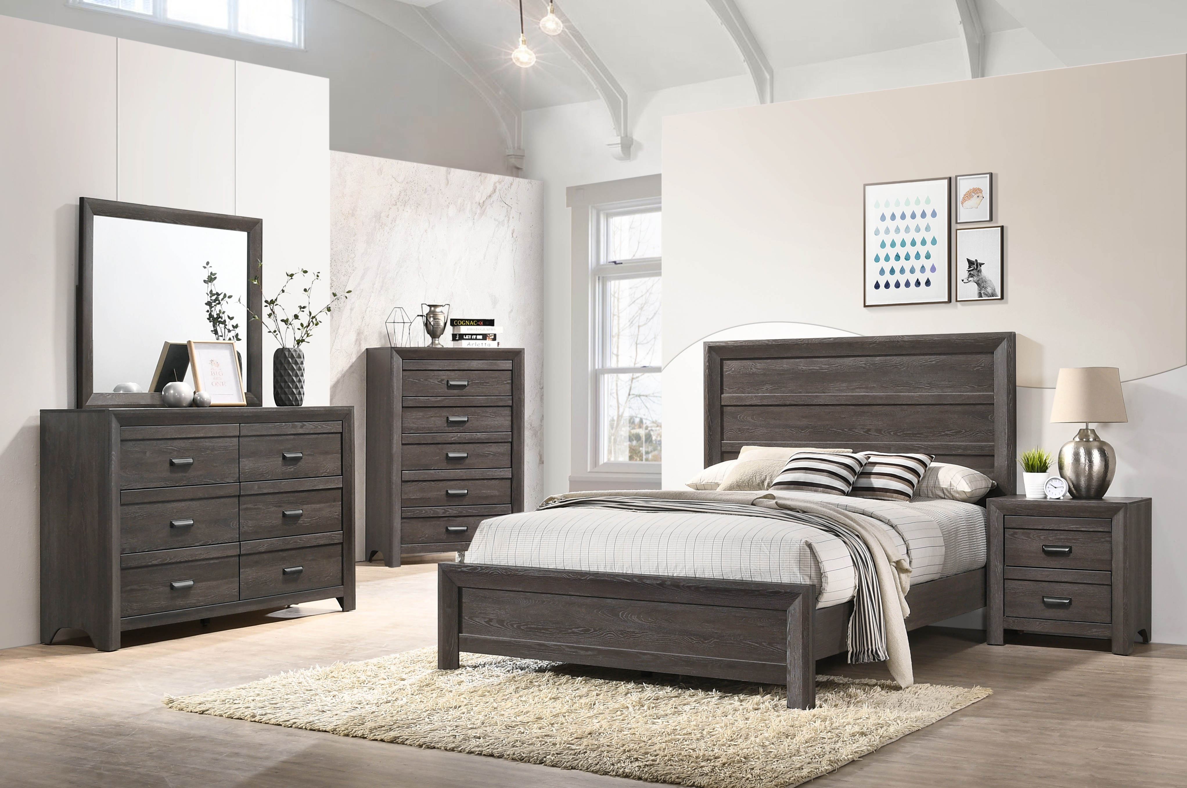 Louis Philip Black Queen Sleigh Bed - Luna Furniture from Crown Mark