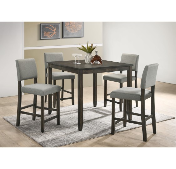 DERICK 5-PC COUNTER HEIGHT TABLE SET GREY - 2708