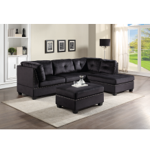 Sienna Black Velvet Sectional