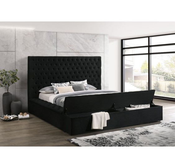 Paris Black Velvet Platform Bed