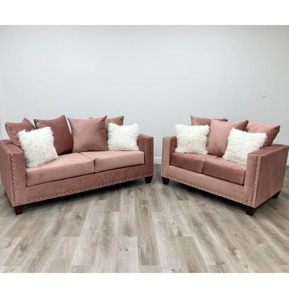 Pink Sofa and Loveseat