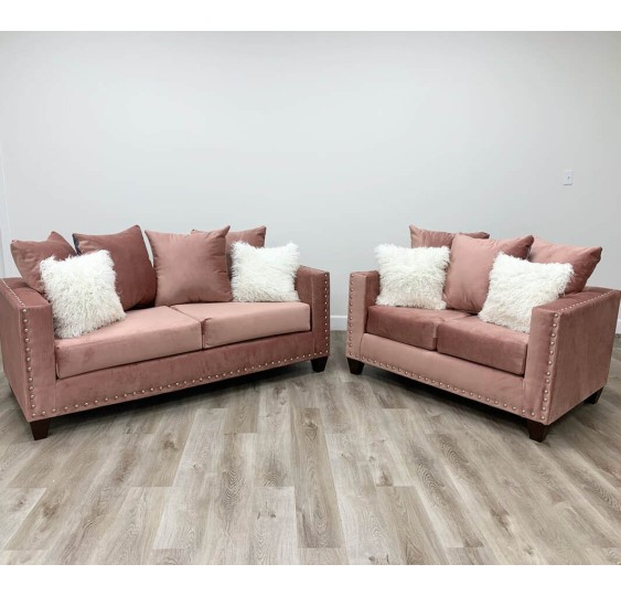 Pink Sofa and Loveseat