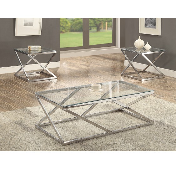 3 Piece Chase Tempered Glass Coffee Table Set - 3272SET