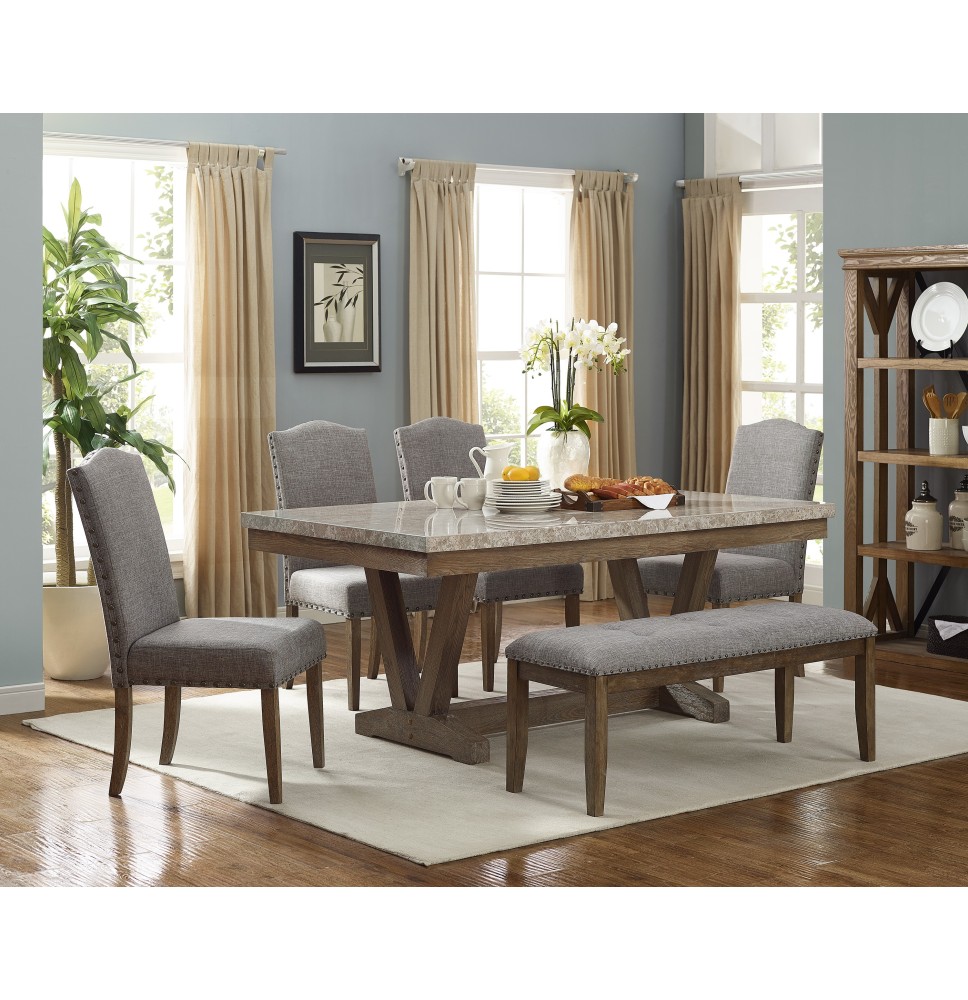 VESPER MARBLE RECT DINING GROUP - 1211