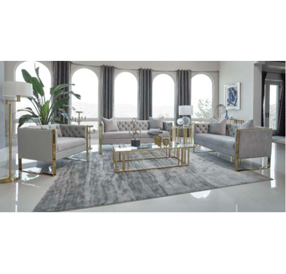 Eastbrook 2-Piece Tufted Back Living Room Set Grey