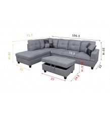 Gray Sofas With Storage Ottoman