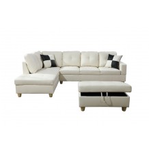 F092  White Leather Sectional *ottoman