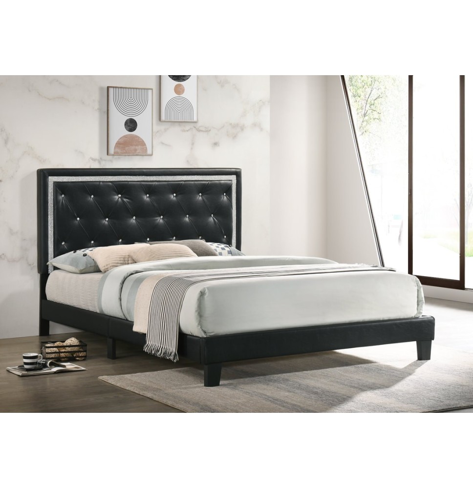 HH900 Black PU PLATFORM BED BLACK