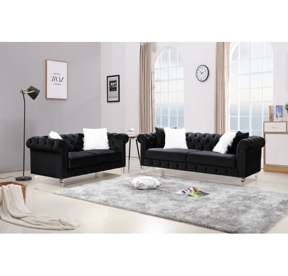 Manchester Black - 2PC Sofa & Loveseat Set