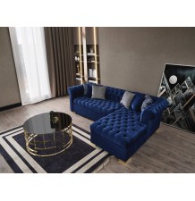 Audrey Velvet Blue RAF Chaise Sectional