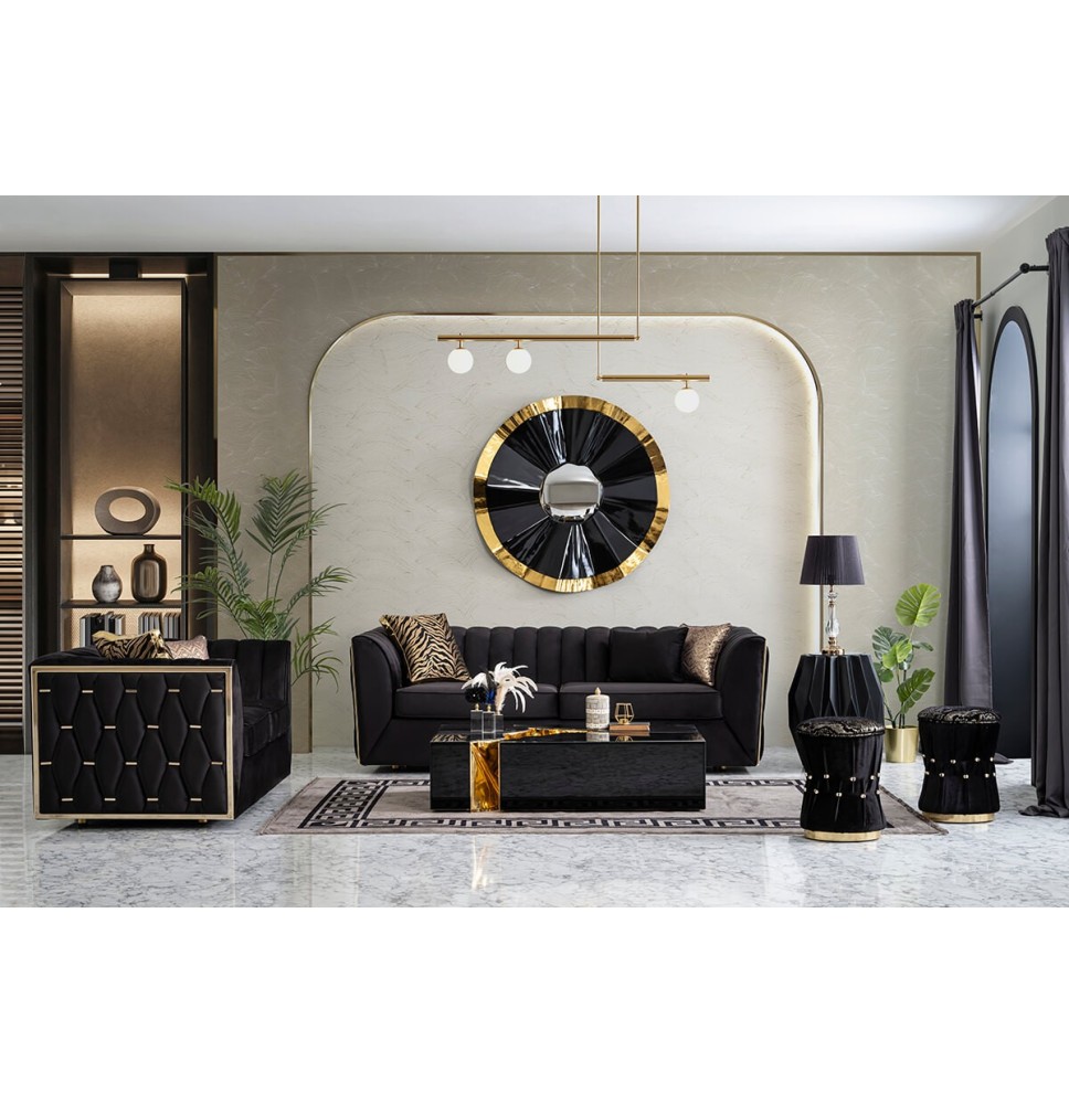 Dream Black Velvet Sofa and Loveseat