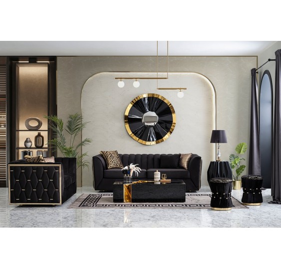 Dream Black Velvet Sofa and Loveseat