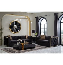 Dream Black Velvet Sofa and Loveseat