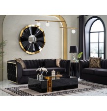 Dream Black Velvet Sofa and Loveseat