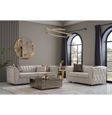 Dream Ivory Velvet Sofa and Loveseat