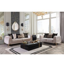 Giselle Ivory Velvet Sofa and Loveseat