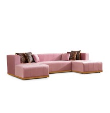 Elisha Pink Velvet Double Chaise Sectional