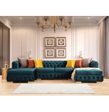 Matilda Green Velvet Double Chaise Sectional
