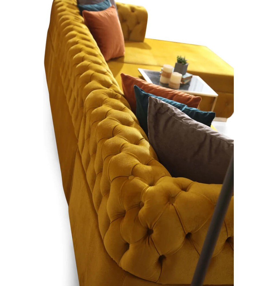 Matilda Mustard Velvet Double Chaise Sectional Luxx Furnishing